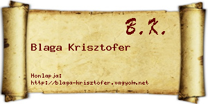 Blaga Krisztofer névjegykártya